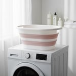 Deconox Katlanabilir Çamaşır Sepeti 27 Litre, Katlanabilir Sepet, Plastik Çamaşır Sepeti, Katlanabilir Çamaşır Selesi | 27 Litrelik Hacmiyle İdeal Depolama Çözümü! (Gri-Pembe) (PEMBE)