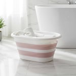Deconox Katlanabilir Çamaşır Sepeti 27 Litre, Katlanabilir Sepet, Plastik Çamaşır Sepeti, Katlanabilir Çamaşır Selesi | 27 Litrelik Hacmiyle İdeal Depolama Çözümü! (Gri-Pembe) (PEMBE)