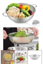Deconox Paslanmaz Çelik 22cm Çift Kulplu Sepet Süzgeç, Salata Süzgeci Meyve Süzgeci, Makarna Süzgec - Paslanmaz Çelik Çift Kulplu 22cm Sepet