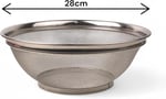 Deconox Paslanmaz Çelik Kulpsuz Süzgeç 28cm, Paslanmaz Çelik Pirinç Süzgeci, Paslamaz Çelik Mutfak Süzgeci, Paslanmaz Çelik Salata 28cm Süzgeci