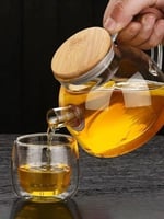 Deconox Vakumlu Bambu Kapaklı Isıya Dayanıklı Borosilikat Cam Demlik, Süzgeçli (1000 ML) | Teapot.Deconox Vakumlu Bambu Kapaklı Borosilikat Cam Demlik – Süzgeçli ve Isıya Dayanıklı Teapot (1000 ML)