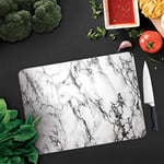 Decorita 10001503001 Beyaz Mermer Görünümlü Cam Kesme Tahtası, 30cm x 40cm - Seçenekler: 30U x 20G cm, 40U x 30G cm