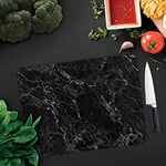 DECORITA Siyah Mermer Görünümlü | Cam Kesme Tahtası 30cm x 40cm - Seçenekler: 29cm x 34cm, 30cm x 40cm
