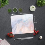DECORITA Supreme Mermer Görünümlü | Cam Kesme Tahtası (29cm x 34cm) - Seçenekler: 20cm x 30cm, 29cm x 34cm