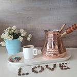 DEDE Copper -2020- PCZ Serisi (XXLarge-28fl.oz) - Ahşap Saplı En Kalın Katı Bakır Damgalı ve Dövülmüş Türk Yunan Arap Kahve Demliği, Ocak Üstü Kahve Makinesi, Cezve, Jezve, Jazva, Ibrik, Briki