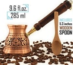 DEDE Copper - IST Serisi (Orta-9.6 fl.oz) - En Kalın Katı Bakır Oyma Türk Yunan Arapça Cezvesi, Ocak Üstü Kahve Makinesi, Cezve, Jezve, Jazva, Jazzve, Ibrik, Briki (Mat)