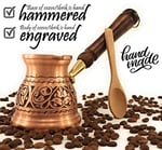 DEDE Copper - IST Serisi (Orta-9.6 fl.oz) - En Kalın Katı Bakır Oyma Türk Yunan Arapça Cezvesi, Ocak Üstü Kahve Makinesi, Cezve, Jezve, Jazva, Jazzve, Ibrik, Briki (Mat)