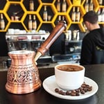 DEDE Copper - IST Serisi (Orta-9.6 fl.oz) - En Kalın Katı Bakır Oyma Türk Yunan Arapça Cezvesi, Ocak Üstü Kahve Makinesi, Cezve, Jezve, Jazva, Jazzve, Ibrik, Briki (Mat)