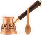 DEDE Copper - IST Serisi (Orta-9.6 fl.oz) - En Kalın Katı Bakır Oyma Türk Yunan Arapça Cezvesi, Ocak Üstü Kahve Makinesi, Cezve, Jezve, Jazva, Jazzve, Ibrik, Briki (Mat)