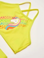 DEEP BEACH Baskılı kız çocuk bikini takım SARI 5-6 Yaş