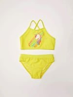 DEEP BEACH Baskılı kız çocuk bikini takım SARI 11-12 Yaş