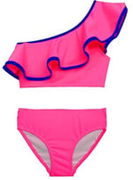 DEEP BEACH Fuşya mor biyeli kız çocuk bikini takım DB200621BT Fuşya 7-8 Yaş