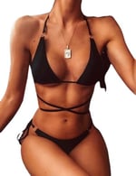 DEEP BEACH İp ve halka detaylı bikini takım SİYAH 36