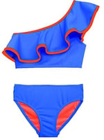 DEEP BEACH Saks Turuncu biyeli kız çocuk bikini takım DB200621BT SAKS 7-8 Yaş