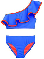 DEEP BEACH Saks Turuncu biyeli kız çocuk bikini takım DB200621BT SAKS 7-8 Yaş