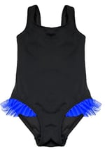 DEEP BEACH SİYAH SAKS FIRFIR DETAYLI KIZ ÇOCUK MAYO DB200618CM SİYAH-SAKS 7-8 Yaş