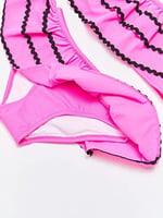 DEEP BEACH Sutaşı detaylı kız çocuk bikini takım NEON FUŞYA 6-7 Yaş