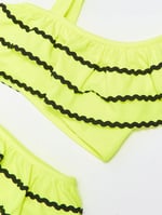 DEEP BEACH Sutaşı detaylı kız çocuk bikini takım NEON SARI 10-11 Yaş