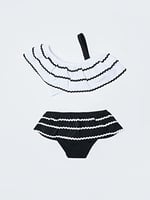 DEEP BEACH Sutaşı detaylı kız çocuk bikini takım SİYAH 5-6 Yaş