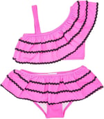 DEEP BEACH Sutaşı detaylı kız çocuk bikini takım NEON FUŞYA 12-13 Yaş