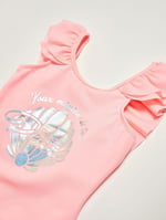 DEEP BEACH Varak baskılı kız çocuk mayo DB200722CM AÇIK PEMBE 5-6 Yaş