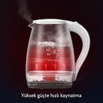 Deerma Sh30W 1,7Lt Mavi Işıklı Cam Kettle & Su Isıtıcı
