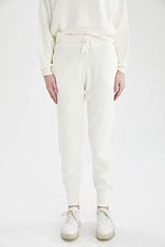 DeFacto Beli Bağcıklı Relax Fit Triko Jogger Pantolon