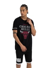 DeFacto DeFactoFit NBA Chicago Bulls Regular Fit Bisiklet Yaka Kısa Kollu Tişört Siyah XS