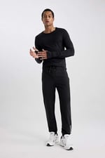 DeFacto DeFactoFit Slim Fit Çift Cepli Dokuma Sporcu Jogger Siyah L