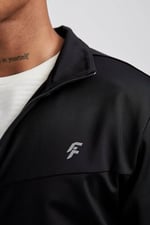 DeFacto DeFactoFit Slim Fit Fermuarlı Skuba Dalgıç Kumaş Hırka Siyah S