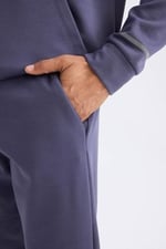 DeFacto DeFactoFit Standart Fit Beli Bağcıklı Lastikli Paça Skuba Dalgıç Kumaş Jogger Eşofman Altı Mor XL