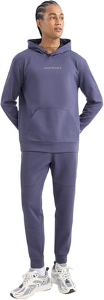 DeFacto DeFactoFit Standart Fit Beli Bağcıklı Lastikli Paça Skuba Dalgıç Kumaş Jogger Eşofman Altı Mor XL
