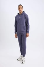 DeFacto DeFactoFit Standart Fit Beli Bağcıklı Lastikli Paça Skuba Dalgıç Kumaş Jogger Eşofman Altı Mor XL
