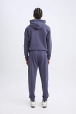 DeFacto DeFactoFit Standart Fit Beli Bağcıklı Lastikli Paça Skuba Dalgıç Kumaş Jogger Eşofman Altı Mor XL