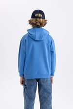 DeFacto Erkek Çocuk Regular Fit Kapüşonlu Sweatshirt Mavi (BE124) 6/7 Y