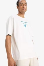 DeFacto Erkek DeFactoFit NBA Milwaukee Bucks Oversize Fit Bisiklet Yaka %100 Pamuk Tişört