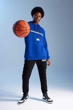 DeFacto Erkek DeFactoFit NBA Wordmark Standart Fit Kapüşonlu Sweatshirt, Saks, S