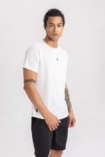 DeFacto Erkek DeFactoFit Slim Fit Bisiklet Yaka Baskılı Sporcu Tişört
