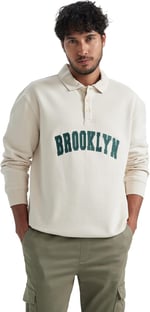 DeFacto Erkek Relax Fit Polo Yaka Sweatshirt