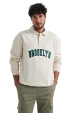 DeFacto Erkek Relax Fit Polo Yaka Sweatshirt