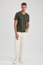 DeFacto Erkek Slim Fit V Yaka Tişört