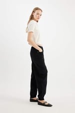 DeFacto Gabardin Jogger Pantolon Normal Bel Basic Düz Kargo Cepli