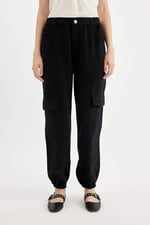 DeFacto Gabardin Jogger Pantolon Normal Bel Basic Düz Kargo Cepli