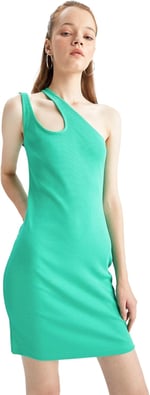 DeFacto Kadın Coool Bodycon Basic Tek Omuzlu Kaşkorse Mini Elbise