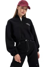 DeFacto Kadın Coool Crop Yarım Fermuarlı Sweatshirt