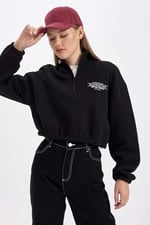 DeFacto Kadın Coool Crop Yarım Fermuarlı Sweatshirt