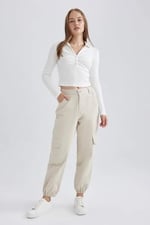 DeFacto Kadın Coool Kargo Jogger Gabardin Pantolon