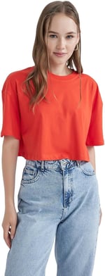 DeFacto Kadın Coool Oversize Fit Kısa Kollu %100 Pamuk Tişört