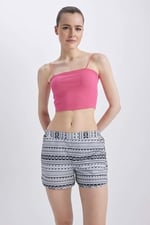 DeFacto Kadın Fall in Love Etnik Desenli Beli Bağcıklı Mini Yüzme Şortu