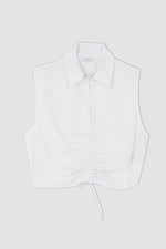 DeFacto Kadın Gömlek Yaka Poplin Crop Bluz